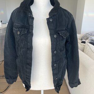 Brandy Melville Black Sherpa-Lined Denim Jacket